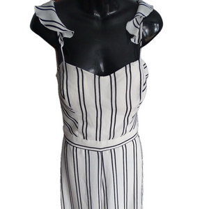 NWT BEBE RUFFLE STRIPE JUMPSUIT